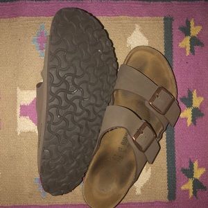 Stone Suede Arizona Birkenstocks
